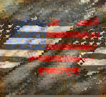 United States Map with American Flag 3-D Wall Mount Painting: United States Map with American Flag 3-D Wall Mount Painting.  3D UNIQUE METAL ART - Each piece involves complex craftsmanship; cutting, modeling, welding, aging treatment, anti rust treatment, colori