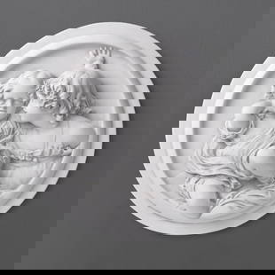 Two Children at Play Carrara Marble Bas-Relief - (2.2lbs): Two Children at Play – Carrara Marble Bas-Relief - (2.2lbs) A timeless bas-relief inspired by Edward Wyon’s 1848 work, based on The Calmady Children. Cast in 90% white Carrara marble and hand-fini