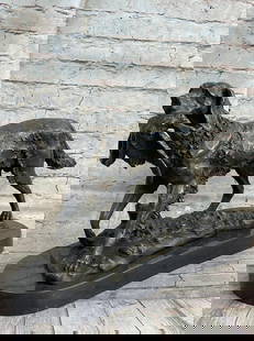 Hunting Dog with Game Bronze Sculpture Inspired by Barye - 12" x 18": Hunting Dog with Game Bronze Sculpture Inspired by Barye - 12&#34; x 18&#34; This striking bronze sculpture captures the proud moment of a shaggy hunting dog triumphantly carrying its avian prize. The