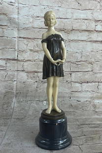 Posing Victorian Girl Inspired Bronze Statue - 13.5" x 4": Posing Victorian Girl Inspired Bronze Statue - 13.5&#34; x 4&#34;    This timeless bronze statue, crafted through the traditional Lost Wax Casting Process, captures the grace and precision of a beauti