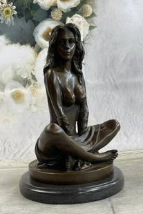 Classic Elegance Beauty Nude Woman in Restful Pose Original Bronze Sculpture by Milo - 11" x 6.5": Classic Elegance Beauty Nude Woman in Restful Pose Original Bronze Sculpture by Milo - 11&#34; x 6.5&#34;  Seated with both provocation and elegance, a self-assured young woman unveils her gracefully