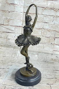 Original Bronze Ballerina Sculpture Signed by Milo on Marble Base - 13" x 4.5": Original Bronze Ballerina Sculpture Signed by Milo on Marble Base - 13&#34; x 4.5&#34; Embrace the timeless beauty and grace of ballet with this exquisite bronze sculpture by Milo. The young and beaut