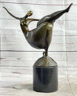 Harmony in Form: Nude Original Bronze Sculpture Signed by Milo - 15" x 17.5": Harmony in Form: Nude Original Bronze Sculpture Signed by Milo - 15&#34; x 17.5&#34;  Immerse yourself in the avant-garde elegance of modern art with this captivating bronze sculpture, meticulously de