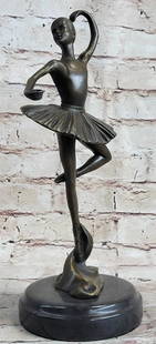 Entrancing Ballerina Dancer Original Bronze Statue - 12" x 5": Entrancing Ballerina Dancer Original Bronze Statue - 12&#34; x 5&#34;  With the grace of a goddess, this enchanting bronze sculpture beautifully captures the essence of ballet. The young ballerina, po