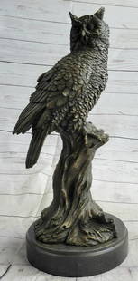 Owl Looking for Prey Original Bronze Statue - 18" x 12": Owl Looking for Prey Original Bronze Statue - 18&#34; x 12&#34;  The owl, a nocturnal bird of prey, skillfully hunts in darkness, relying on stealth and surprise. With captivating features including l