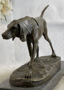 Supportive Service Dog Bronze Sculpture: Supportive Service Dog Bronze Sculpture  A hunting dog becomes the hunters companion and aid searching for a hunters prey based on their own natural instincts and strengths. Walking high with a lean b
