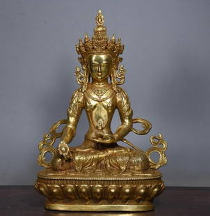 Antique Chinese Copper Gilt Tara Guanyin Statue: Antique Chinese Copper Gilt Tara Guanyin Statue  A rare and finely handcrafted Tara Guanyin statue, made from pure copper with an elegant gilt finish. This exquisite piece captures the compassionate p