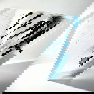 Tilt and Flow' 3D Glass Sculpture by Jade Pinnell: &#39;Tilt and Flow&#39; 3D Glass Sculpture by Jade Pinnell   Tilt and Flow is a striking 3D glass sculpture crafted using the lost wax technique, balancing bold architectural form with the fleeting pr