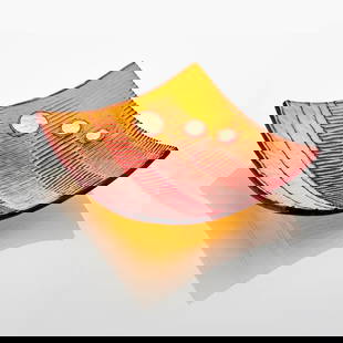 Amber Glass Plate by by Deborah Timperley: Amber Glass Plate by by Deborah Timperley   Deborah’s gold and amber art glass platter brings a warm, radiant glow to any space. The rich amber glass is infused with 23.5ct gold, creating a stunning