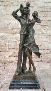 Eternal Bond Bronze Sculpture by Dalou - 19" x 6": Eternal Bond Bronze Sculpture by Dalou - 19&#34; x 6&#34; This exquisite bronze sculpture by Dalou beautifully captures the love and unity of family. A husband gently kisses his wife&#39;s head as she