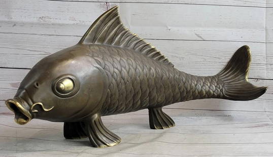 Koi Fish Original Bronze Sculpture Signed by Marius - 11" x 24": Koi Fish Original Bronze Sculpture Signed by Marius - 11&#34; x 24&#34;  Introducing the Bronze Koi Sculpture, an exquisite piece of art that brings the beauty of nature into your home, office, or cab