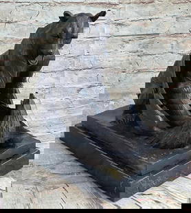 Barye Inspired Bear Attacking Eagle Bronze Sculpture On Marble Base - 10" x 12": Barye Inspired Bear Attacking Eagle Bronze Sculpture On Marble Base - 10&#34; x 12&#34;  This is the epic fight between Bear and an eagle.This is a bronze sculpture is hand-made and was casted using t