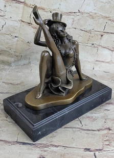 Sexy Burlesque Dancer Bronze Sculpture Statue Statue Art Deco Marble Figurine: This sultry lil burlesque dancer knows all the right moves and is all about putting on a little tempting show for the boys. With style, grace and confidence she kicks up her long lanky leg and tips he