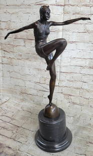 Art Deco Phoenician Dancing Lady Bronze Sculpture - 22" x 13": Art Deco Phoenician Dancing Lady Bronze Sculpture - 22&#34; x 13&#34;   This is a fantastic quality bronze sculpture of an Art Deco dancing lady. This large heavy bronze is entitled &#39;Phoenician Da