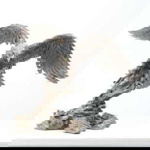 Hunting Bald Eagle Gold Cast Bronze Sculpture - 4.4lbs: Hunting Bald Eagle Gold Cast Bronze Sculpture - 4.4lbs The “Hunting&rdquo; Eagle Statue, crafted in cold cast bronze, powerfully captures the fierce energy and precision of this majestic predator. W