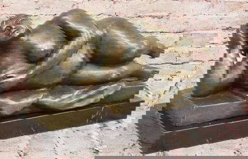 Reclining Beauty Bronze Sculpture: Reclining Beauty Bronze Sculpture  Celebrate the timeless elegance of the human form with this striking reproduction bronze sculpture of a reclining nude woman, inspired by the renowned style of artis