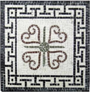 Geometric Frieze Mosaic: Geometric Frieze Mosaic  The Geometric Frieze Mosaic is apart of a wide collection of Geometric Mosaics.  This masterpiece is an entirely handmade mosaic reproduction created using the techniques of a