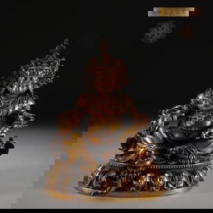 Cast Gilt Bronze Yellow God of Wealth Seated Statue: Cast Gilt Bronze Yellow God of Wealth Seated Statue  This finely cast gilt bronze statue inspired by the Ming Dynasty depicts the Yellow God of Wealth seated in majestic repose, radiating authority an