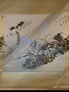 Inspired Zhang Daqian Silk Painting Scroll: Inspired Zhang Daqian Silk Painting Scroll. This stunning silk painting scroll is inspired by the iconic style of Zhang Daqian, one of China’s most celebrated 20th-century artists. The artwork featu
