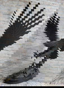 Original Bronze Eagle Sculpture by Milo - 26" x 31": Original Bronze Eagle Sculpture by Milo - 26&#34; x 31&#34; Experience the commanding presence of the eagle with this stunning bronze sculpture, capturing the bird mid-flight with wings fully extended