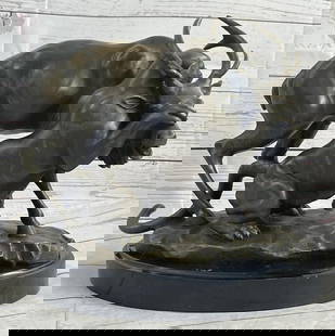PJ Mene Inspired Jaguar Hunting Deer Bronze Sculpture On Marble Base - 11" x 13": PJ Mene Inspired Jaguar Hunting Deer Bronze Sculpture On Marble Base - 11&#34; x 13&#34;  They lurk in the shadows. Their eyes see all. Their movements are lethally stealth. You won&#96;t know you&#96