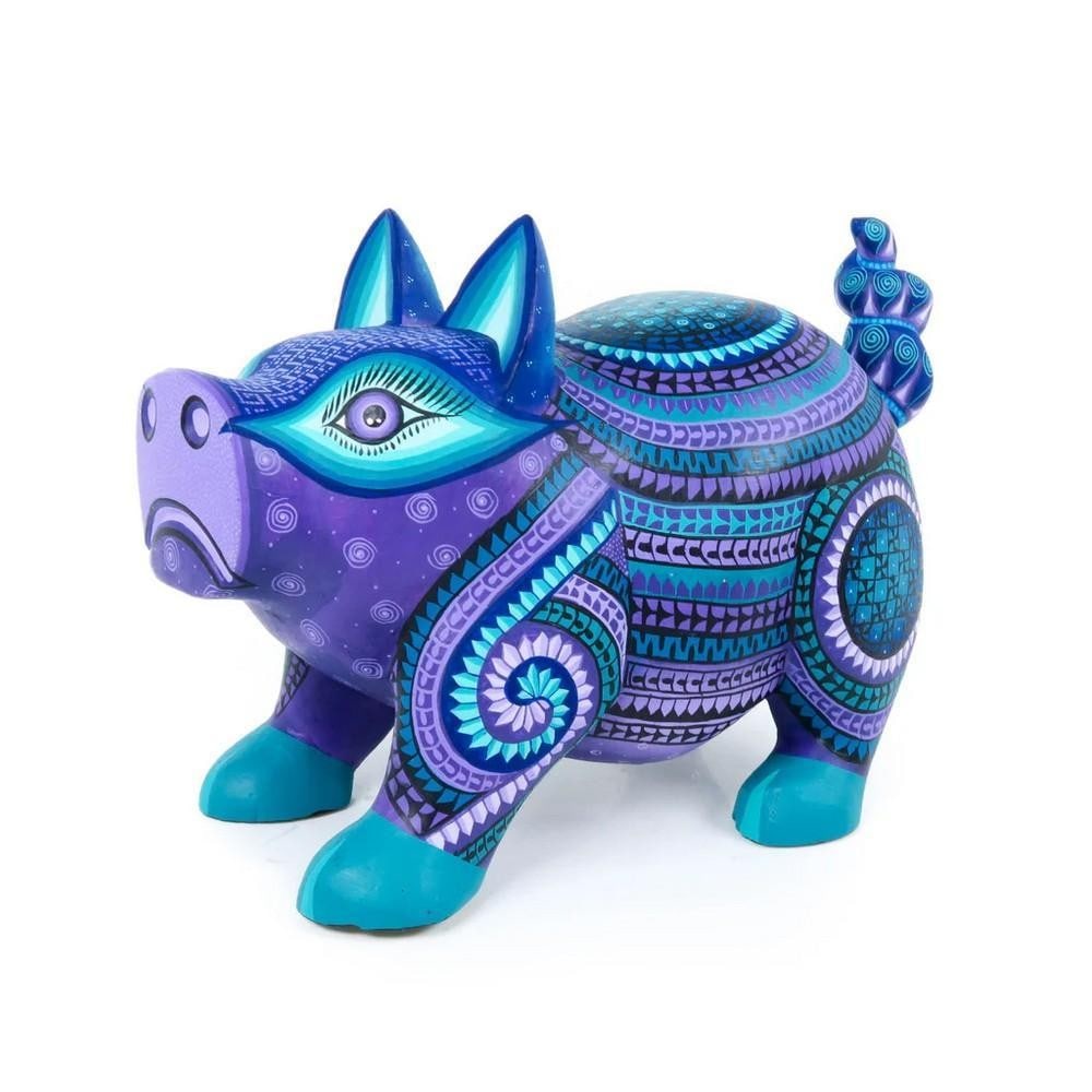 Charming Pig – Handcrafted Oaxacan Alebrije Wood Carving: Charming Pig – Handcrafted Oaxacan Alebrije Wood Carving This Charming Pig alebrije is a joyful creation by the acclaimed Fuentes family workshop in Oaxaca, Mexico. Carefully hand-carved from locall