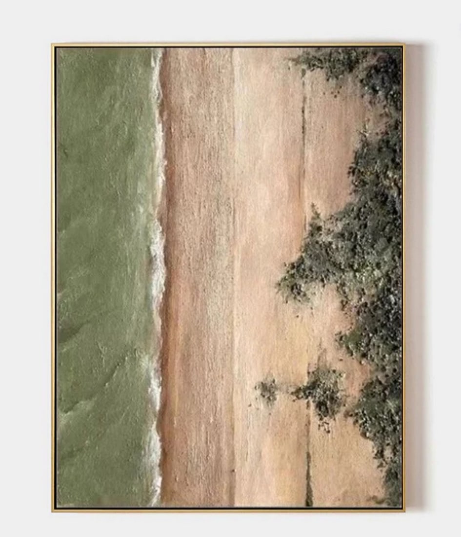 "Serene Coastal Landscape" Abstract Canvas Painting (1 of 3)