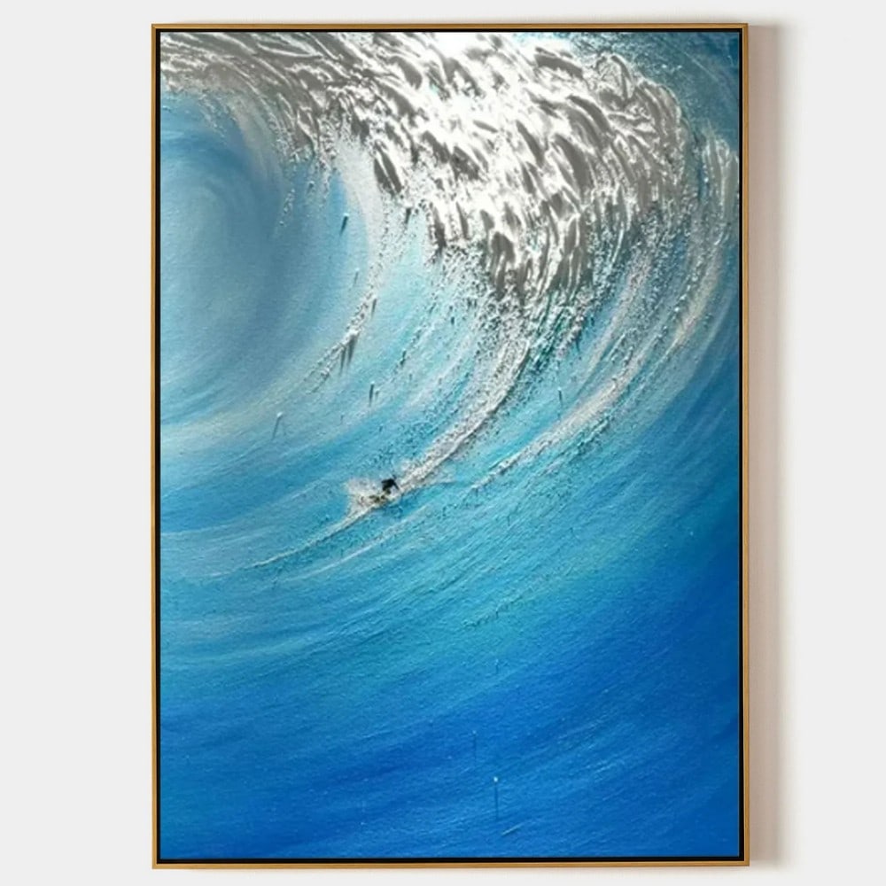 Rider of the Blue Wave Textured Original Canvas Painting (1 of 4)