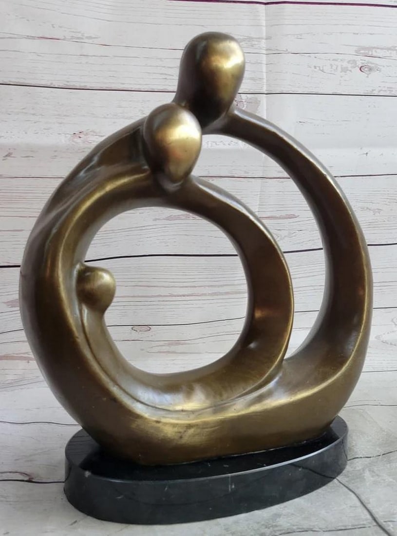 Infinite Bonds Embracing Family Abstract Original Bronze Art Sculpture on Marble Base - 14" x 12" (1 of 5)