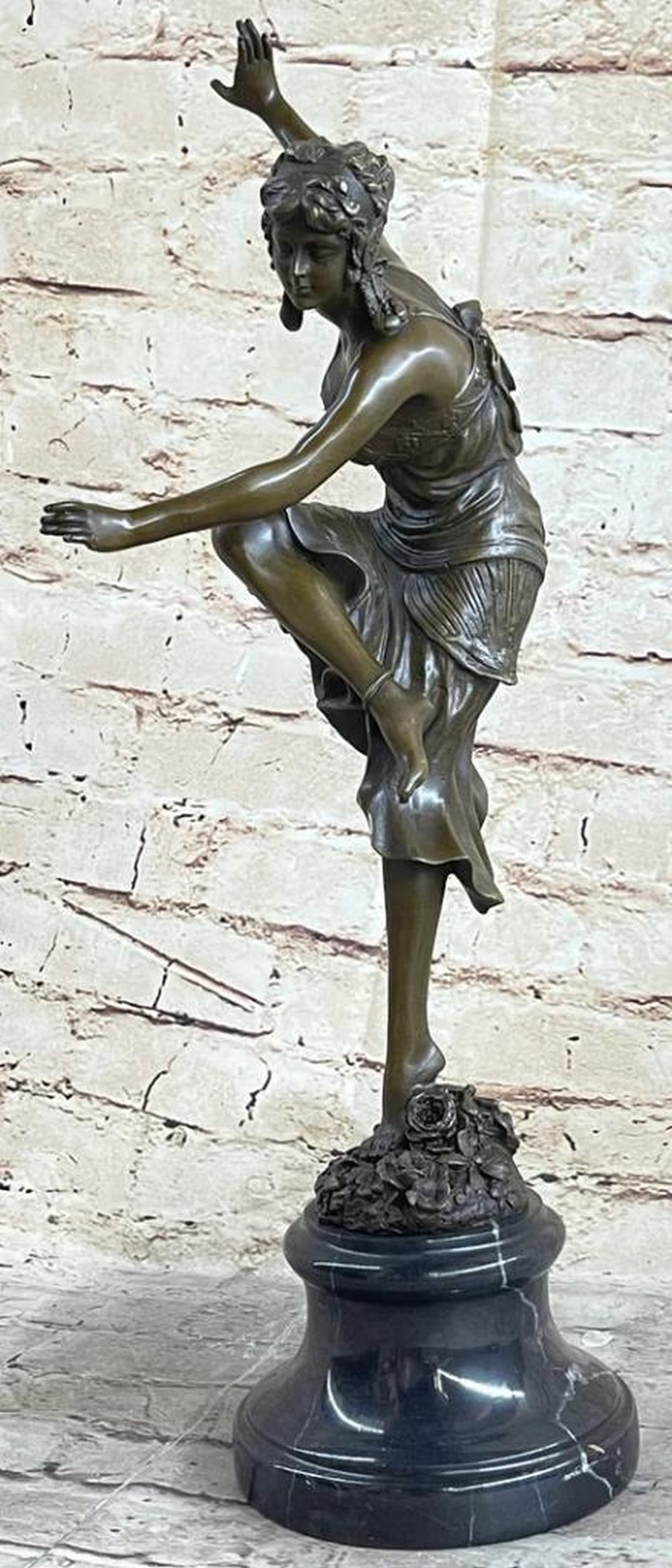 Dazzling French Dancer Bronze Art Sculpture by Claire Colinet on Marble Base - 17" x 10": Dazzling French Dancer Bronze Art Sculpture by Claire Colinet on Marble Base - 17" x 10" Elevate your decor with the mesmerizing "Dazzling French Dancer," a stunning bronze art sculptu