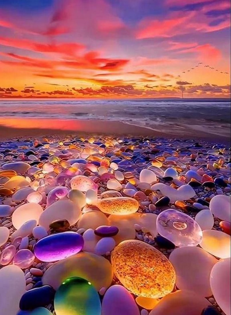 Glass Rocks of The Earth: Glass Rocks of The Earth Along the shores of Glass Beach in Fort Bragg, California, where nature has turned humanity’s remnants into radiant treasure, the sea tells its quiet stories. At sunset, th