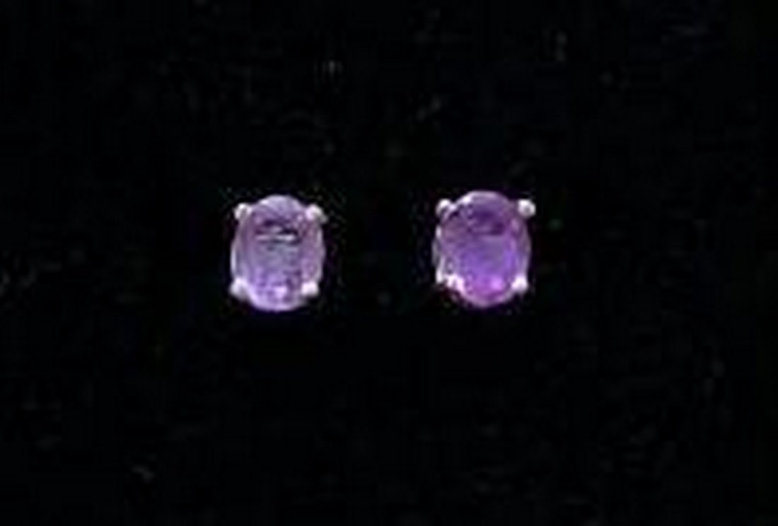 Stud Earrings with Purple Stone (1 of 3)
