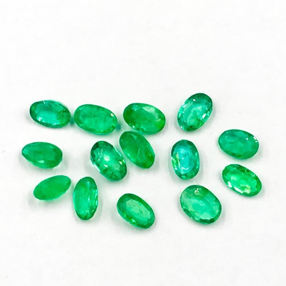 14 Fabulous Oval Faceted Emeralds - 3.08ct Total Weight: 14 Fabulous Oval Faceted Emeralds For many, emerald is considered to be the symbol of rebirth . It is also believed to represent good fortune, youth, balance, growth, peace, and foresight. Size- 5x3 m