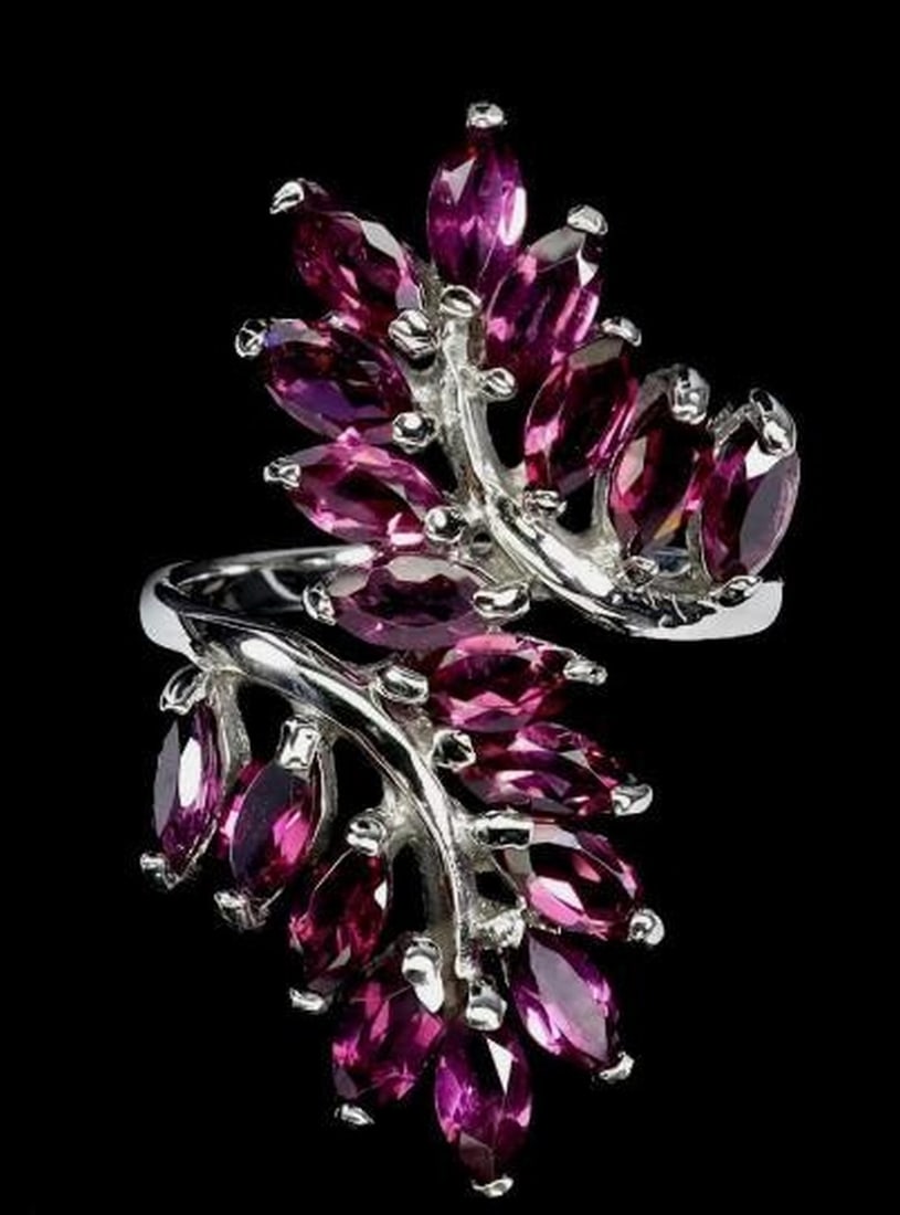 Marquise Rhodolite Garnet Sterling Silver Ring (1 of 3)