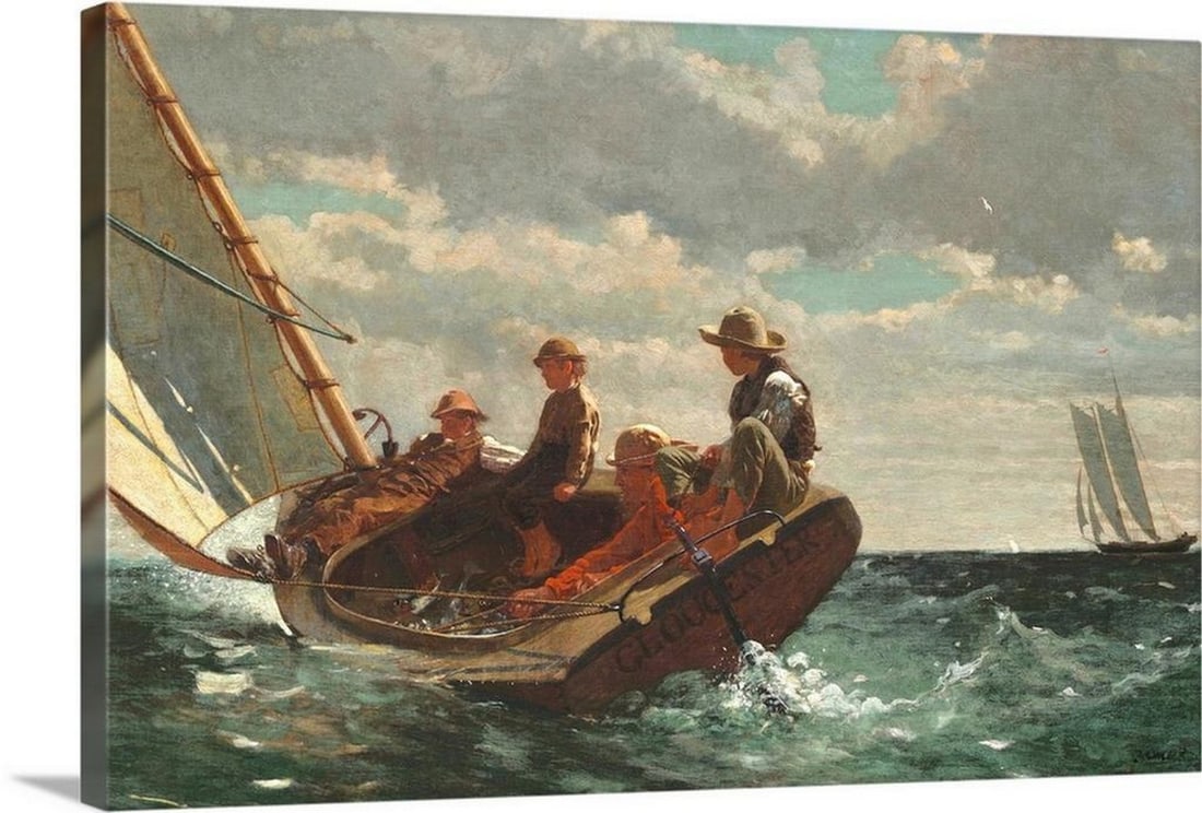 Breezing Up (A Fair Wind), by Winslow Homer, 1873-76 Canvas Reproduction – 30" × 20" (1 of 2)