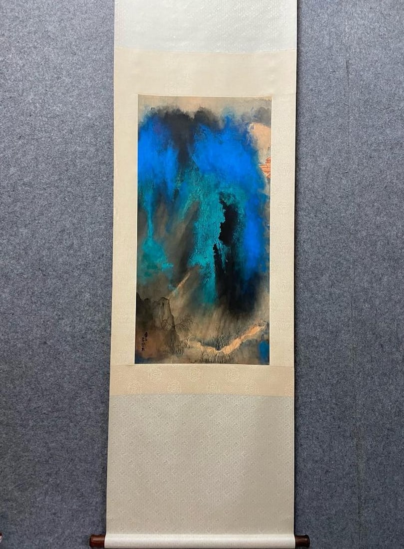 Old Collection of Zhang Daqian Fine Paper Ink Landscape Scroll (1 of 9)