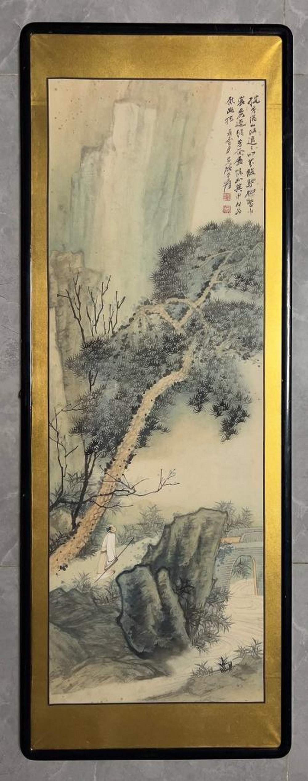 Zhang Daqian Framed Ink Landscape on Antique Paper (1 of 5)