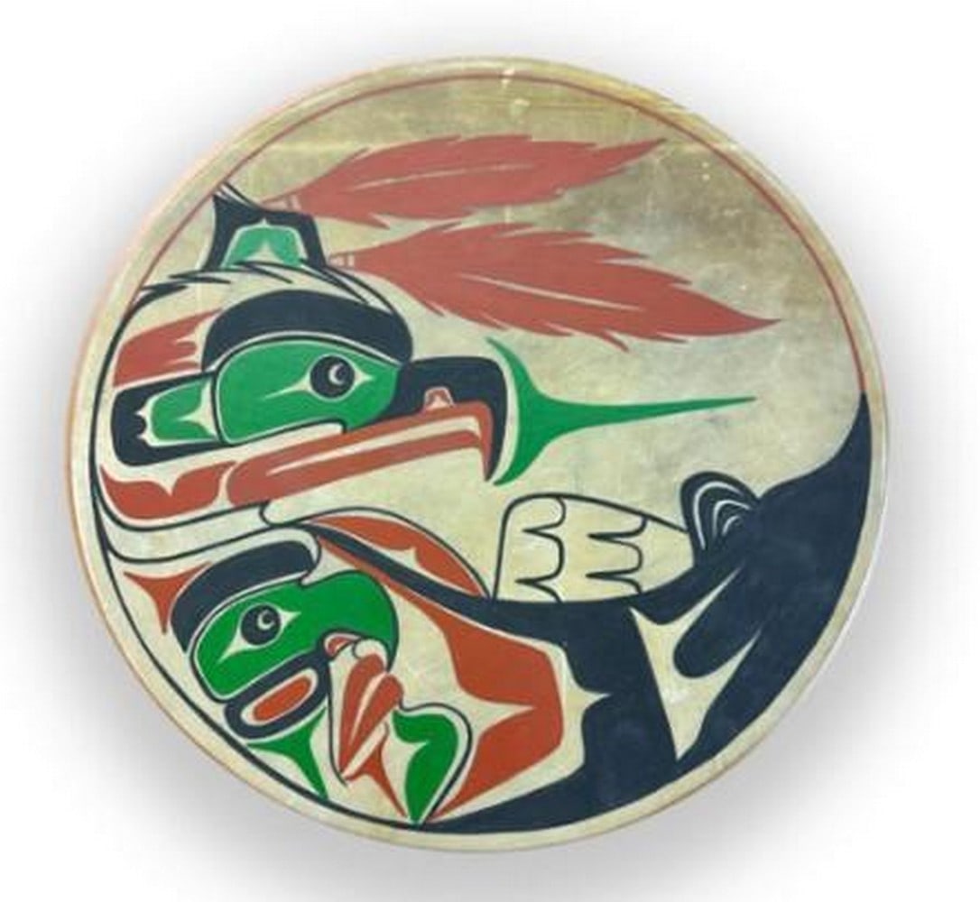 Stormcaller's Beat Drum: Stormcaller's Beat Drum Handcrafted from natural deer hide and wood, this traditional Indigenous drum carries deep cultural significance. The taut hide produces a resonant, earthy tone, while the