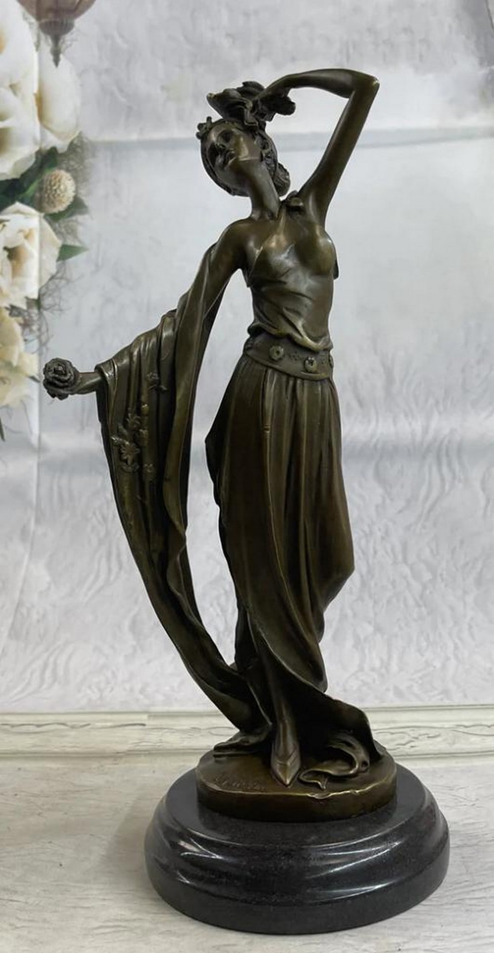 Original Spirited Dancer Tribute to Erte Bronze Art Sculpture by J. Kassin - 14" x 7": Original Spirited Dancer Tribute to Erte Bronze Art Sculpture by J. Kassin - 14" x 7" Elevate your art collection with the mesmerizing "Spirited Dancer," an original bronze art sculptu