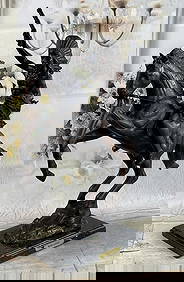 WAR CHIEF Native American Bronze Statue Sculpture Western Art Marble Base 24" x 23" (1 of 6)