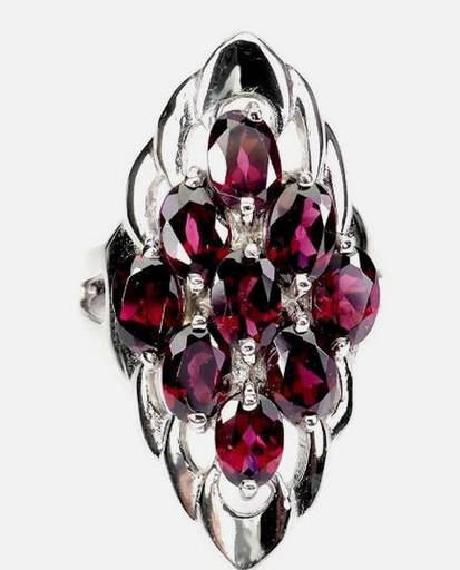 Huge Mexican 950 Silver Red Garnet Cocktail Ring