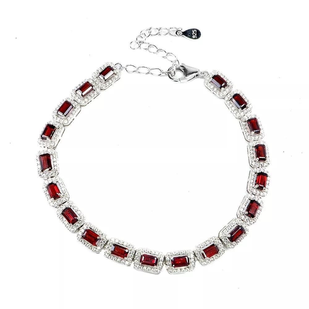 Octagon Mozambique Garnet Bracelet in 925 Sterling Silver (1 of 3)