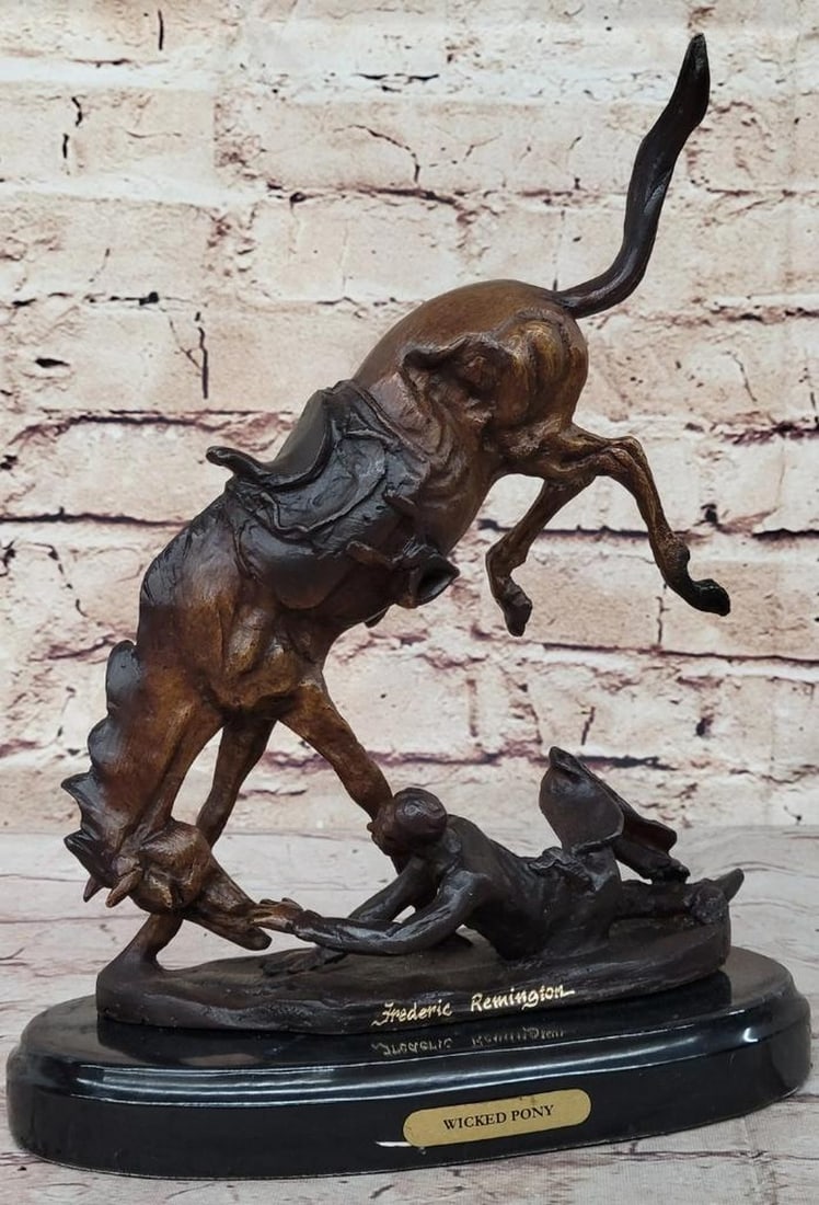 Cowboy Thrown from Horse Inspired Bronze Statue - 11" x 11" (1 of 6)