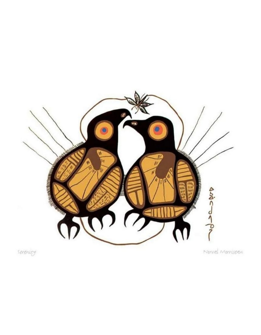 14" x 12" Serenity by Norval Morrisseau Framed Art Print: 14" x 12" Serenity by Norval Morrisseau Framed Art Print Norval Morrisseau, an Ojibway artist from the northwest shores of Lake Superior, began painting in 1959 after receiving a "vision&