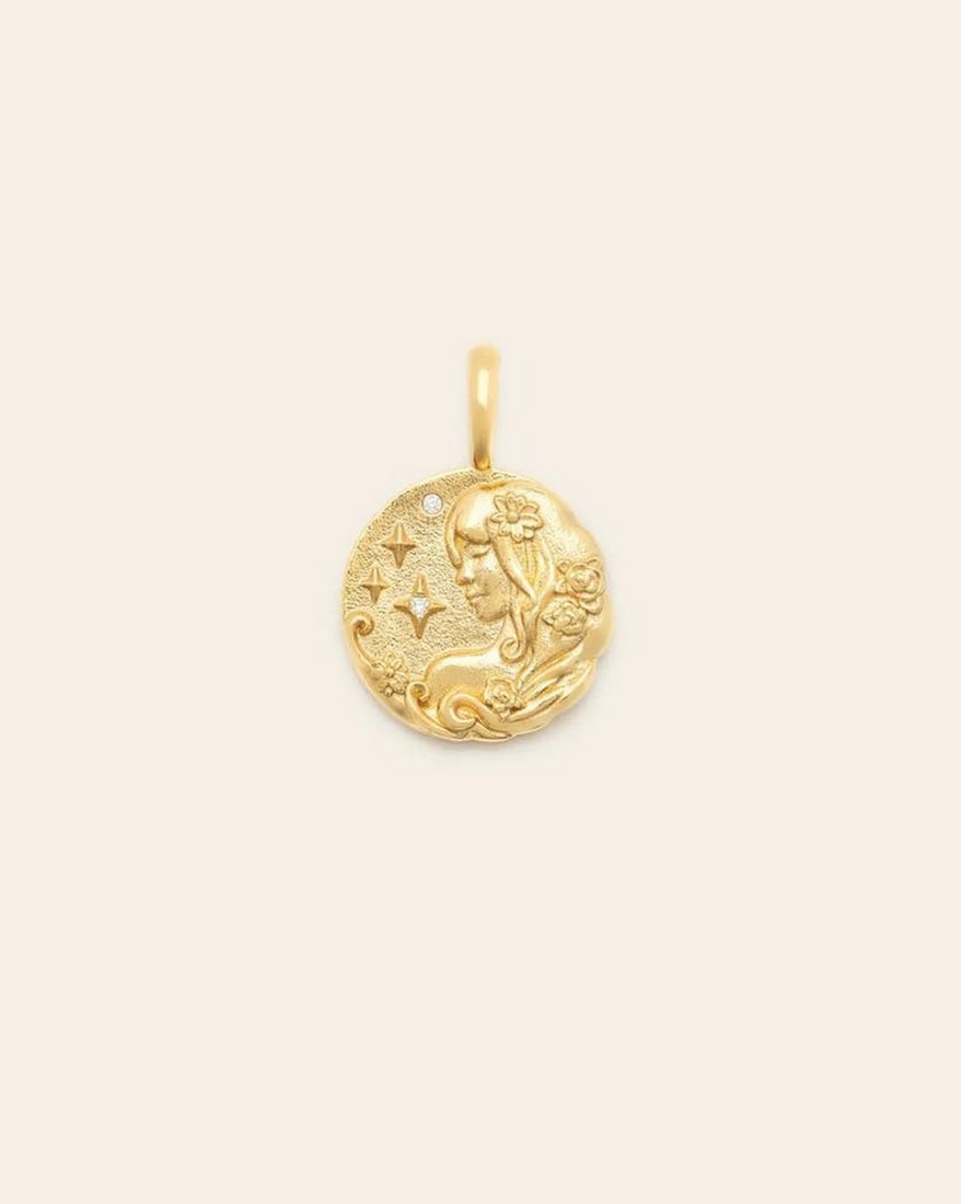Gold Vermeil Virgo Zodiac Medallion: Gold Vermeil Virgo Zodiac Medallion Virgos are known for their calm, humble nature and are often sought after for their wise advice. With a consistent demeanor and a keen eye for order, they find beau