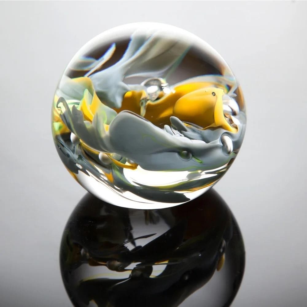 ‘Swirl’ Round Glass Paperweights by Hayley Gammon: ‘Swirl’ Round Glass Paperweights by Hayley Gammon Hand-blown glass paperweights by Hayley Gammon feature vivid swirls of colour suspended within clear glass, finished with a smooth, polished surf