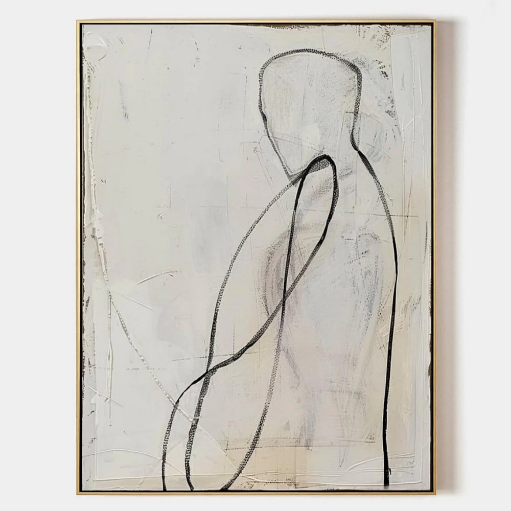 Monochromatic Man Contemporary Minimalist Canvas Art Painting: Monochromatic Man Contemporary Minimalist Canvas Art Painting Elevate your space with the understated elegance of this monochromatic man contemporary minimalist canvas painting. Featuring clean lines