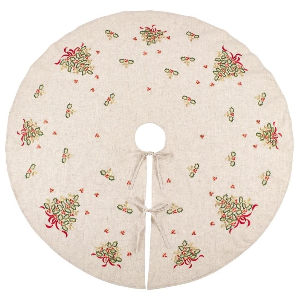 Saro Lifestyle Holly Embroidered Christmas Tree Skirt – 56 Inches: Saro Lifestyle Holly Embroidered Christmas Tree Skirt – 56 Inches Create the perfect foundation for your well-trimmed tree with this stylish tree skirt from Saro Lifestyle, featuring a traditional e