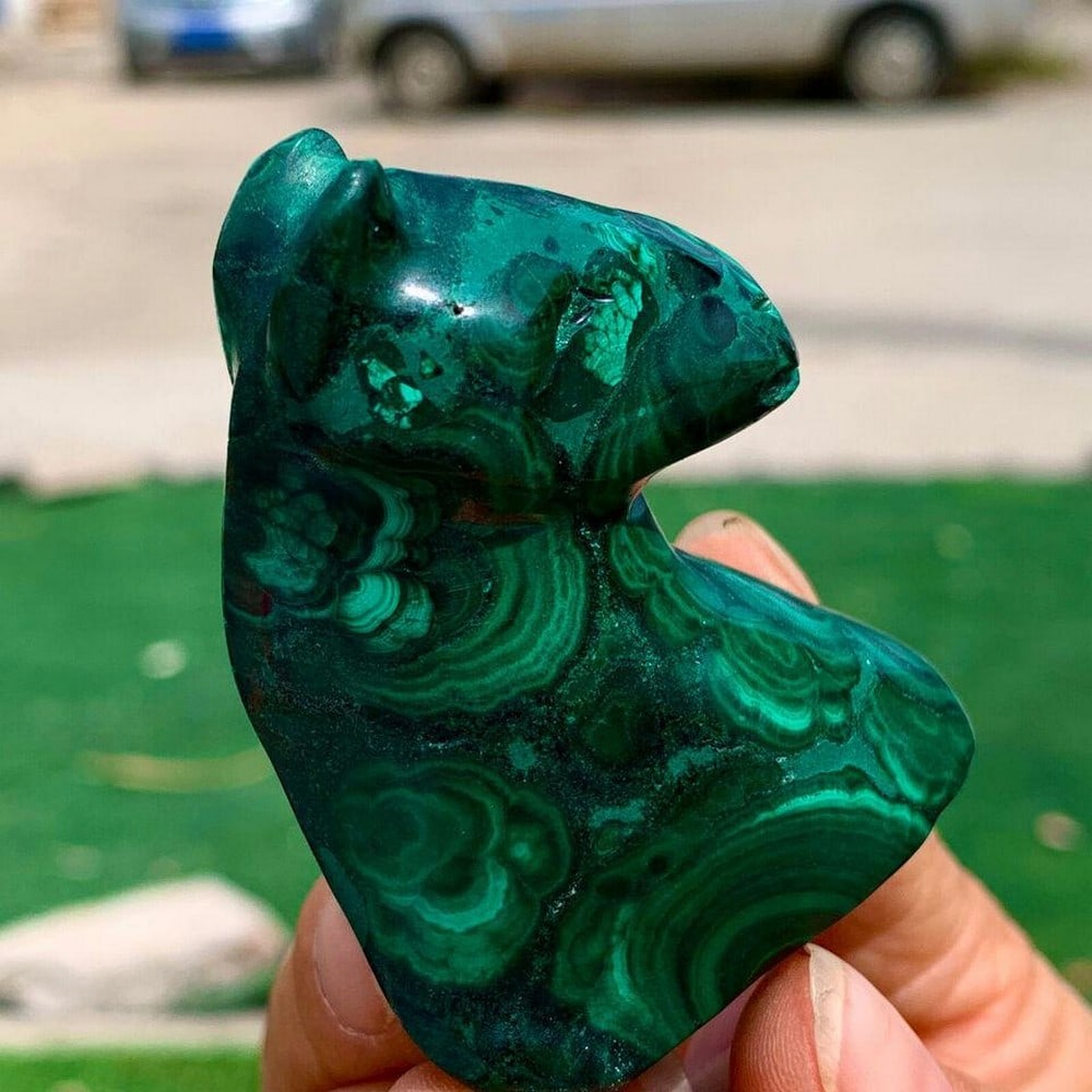 Natural Malachite Quartz Hand Carved Crystal Horsehead (1 of 5)