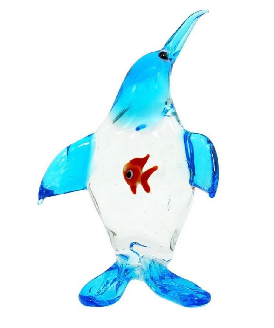 Fish In Penguin Murano Glass Figurine (1 of 2)